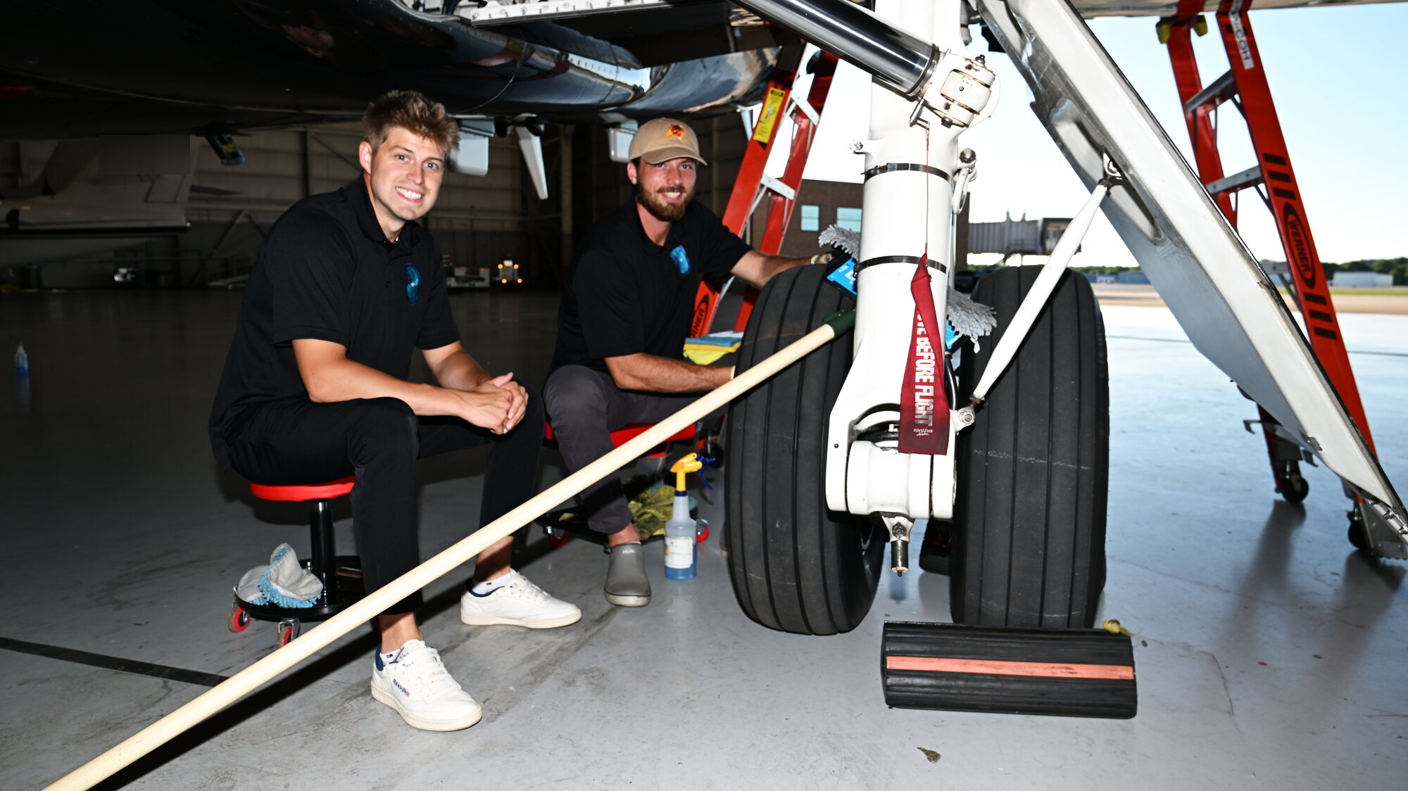 Alex Sharpe and Jake McCatty, the owners, at work